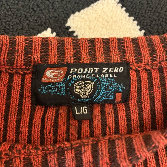 Point Zero Orange Label y2k Pullover Ribbed Top Large - Picture 7 of 14